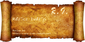 Rácz Iván névjegykártya